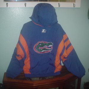 Florida Gators Vintage Starter Pull Over Zip Coat Jacket Removable Hood Sz Large